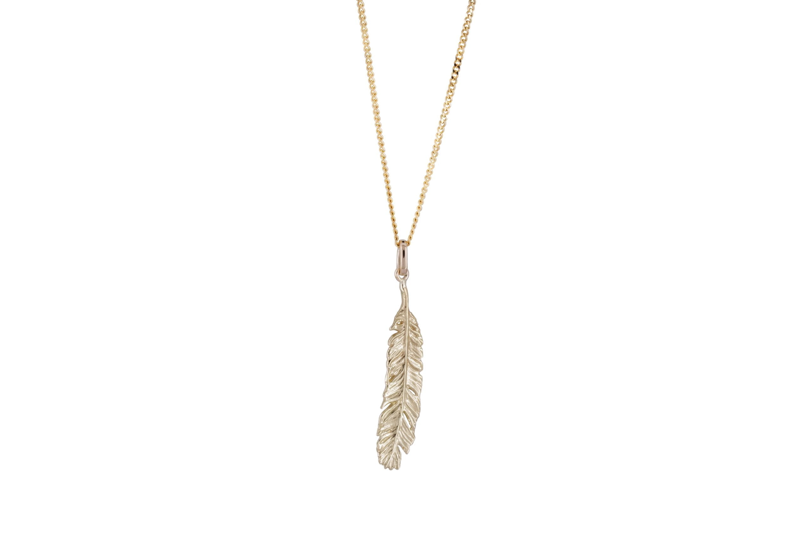 Long feather in 9ct Yellow Gold - freeRange Jewels