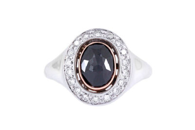 Black Diamond Halo Signet Ring