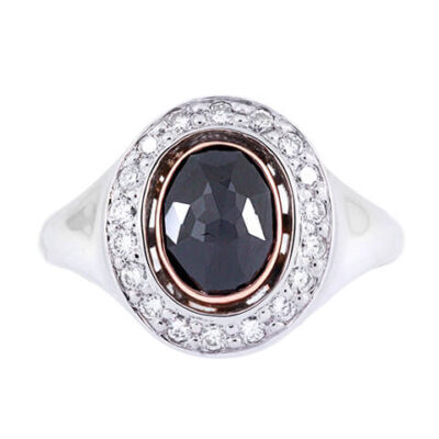 Black Diamond Halo Signet Ring