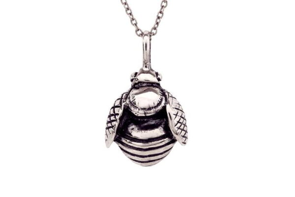 African Honey Bee Pendant in oxidised Sterling Silver