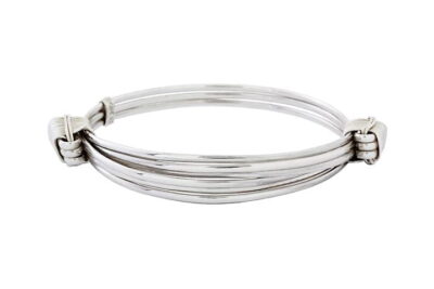 Silver "Elephant Hair" Sliding Knot Bangle