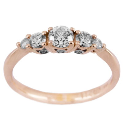 5 Stone Diamond Ring in 18ct Rose Gold