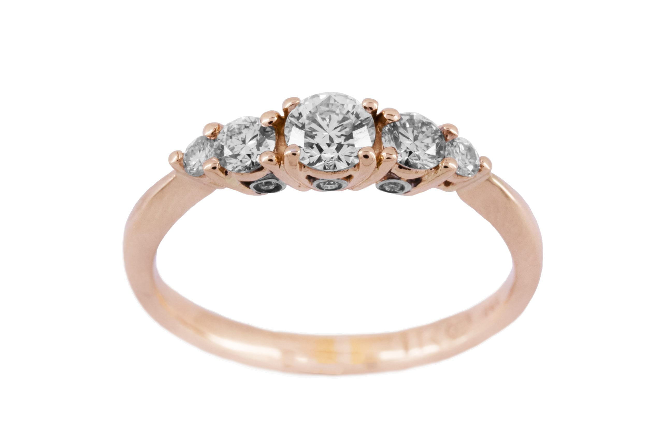 5 Stone Diamond Ring in 18ct Rose Gold