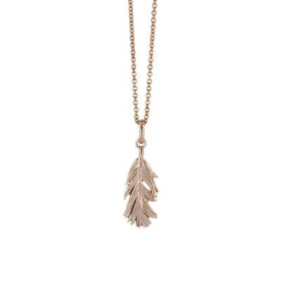 Short feather pendant in 9ct Rose Gold