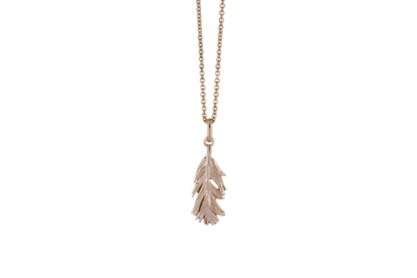 Short feather pendant in 9ct Rose Gold