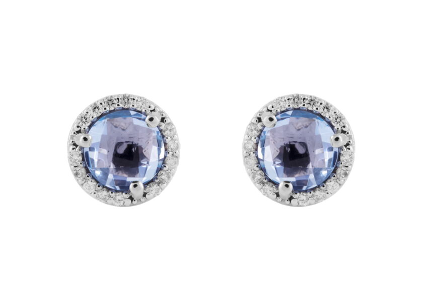 Blue Topaz and Diamond Halo studs