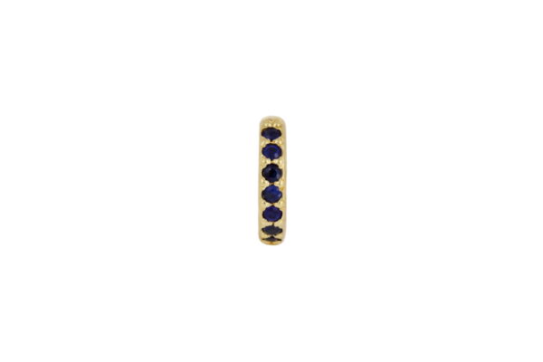 Blue Sapphire Yellow Gold mini Hoop