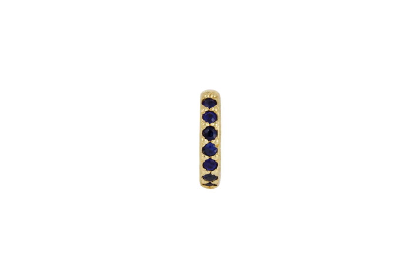 Blue Sapphire Yellow Gold mini Hoop