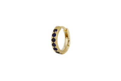 Blue Sapphire Yellow Gold mini Hoop