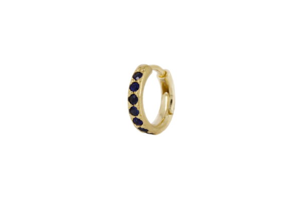 Blue Sapphire Yellow Gold mini Hoop