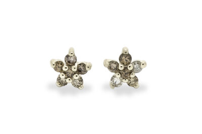 Champagne Diamond Flower Stud Earrings