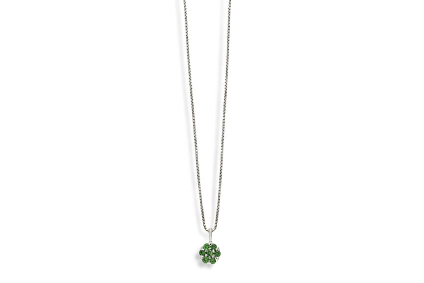 tsavorite cluster pendant, rare green gemstone