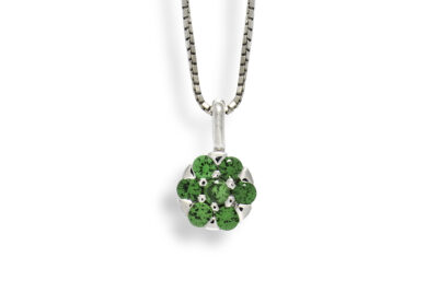 tsavorite cluster pendant, rare green gemstone