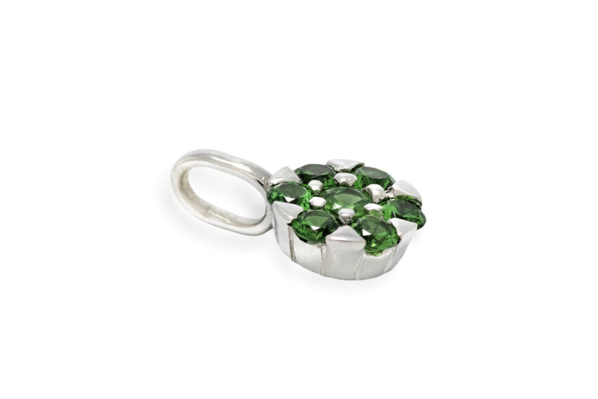 tsavorite cluster pendant, rare green gemstone