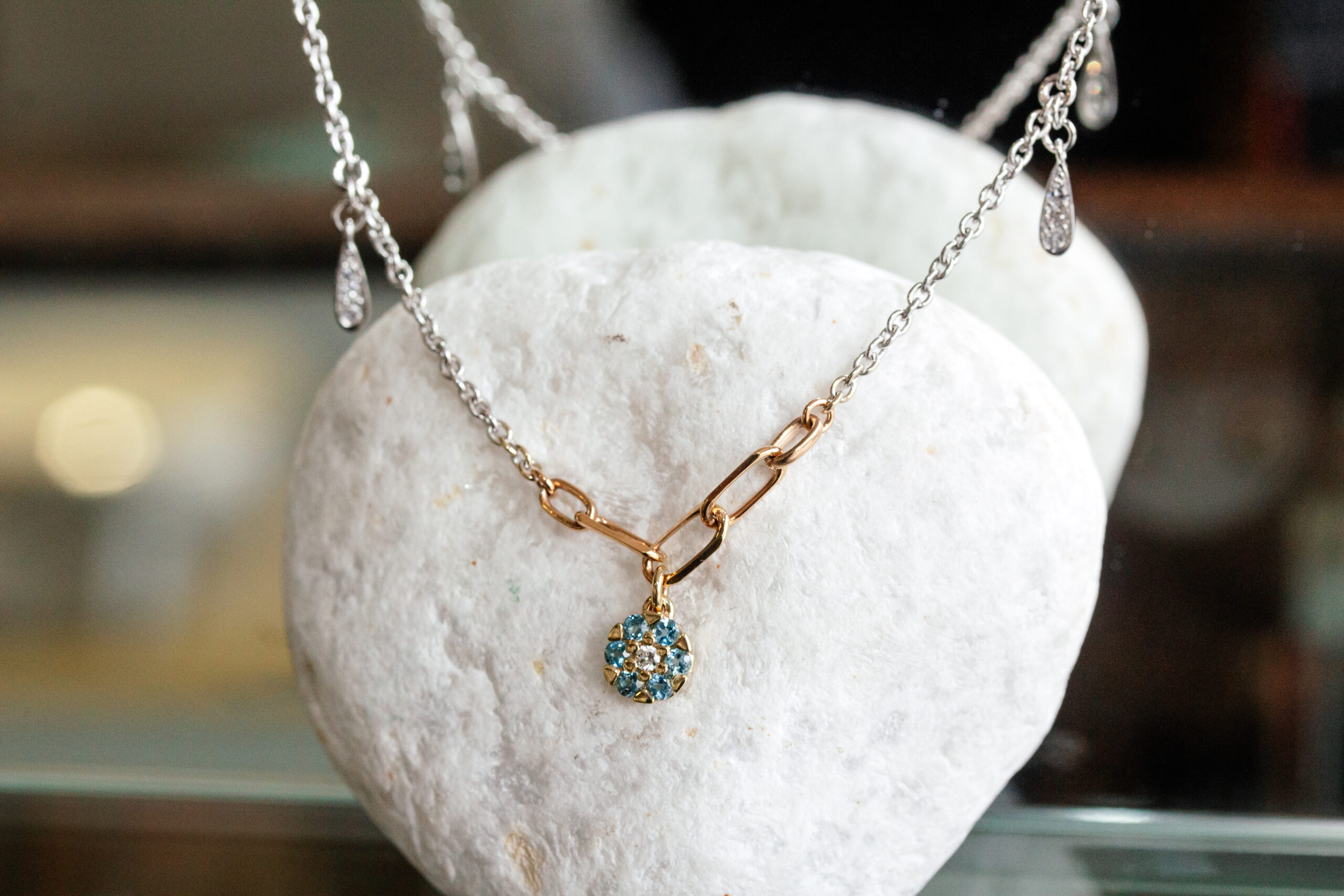 9ct Gold Blue Topaz Necklace - Image 6