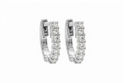White Gold LAB Diamond Large U - Huggies