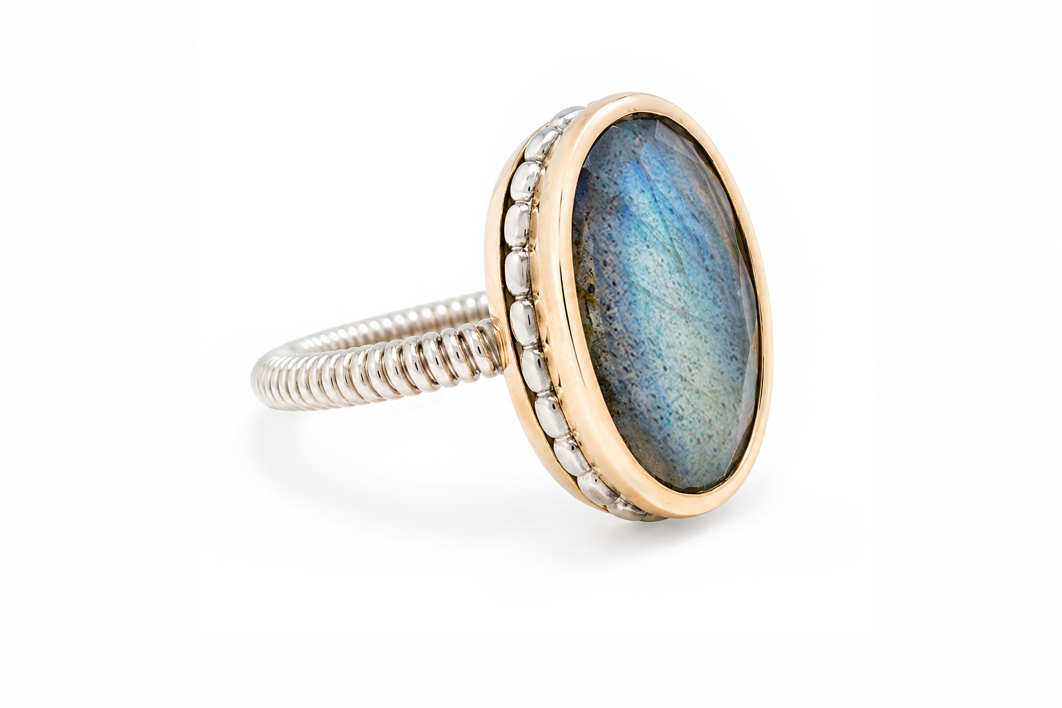 Blue Fire Labradorite Ring
