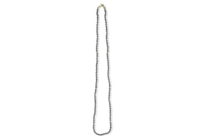 Elegant Moonlit Glow Labradorite Necklace featuring faceted natural labradorite beads, hand knotted on silk with 9ct gold beads & clasp.