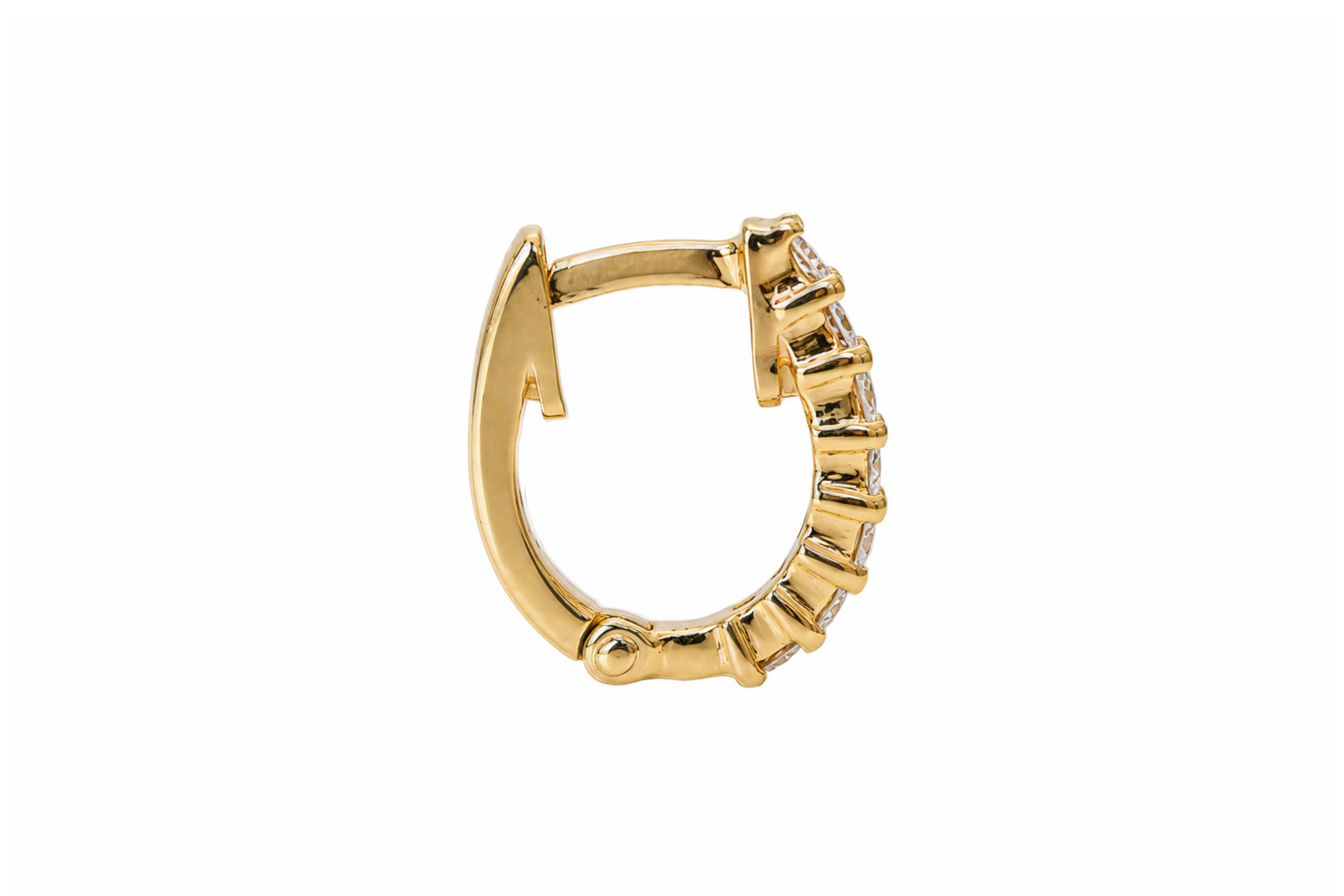 Yellow Gold Diamond Large U - Huggies - Image 4