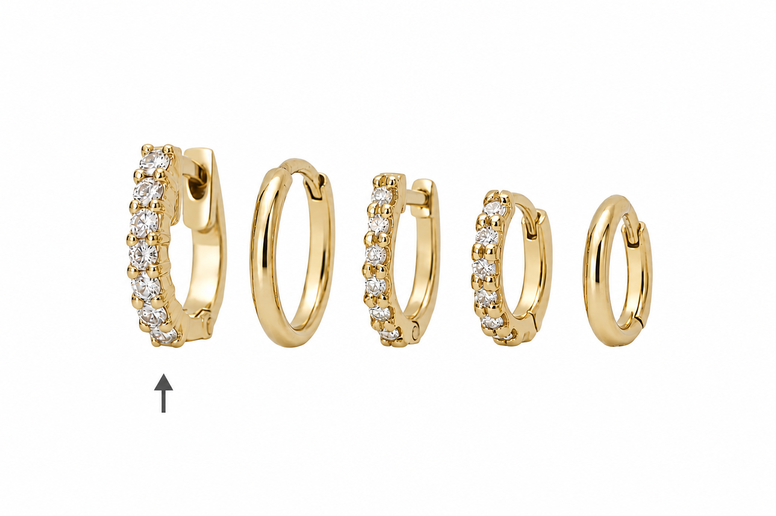 Yellow Gold Diamond Large U - Huggies - Image 5
