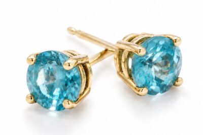 Blue Zircon Ear Studs